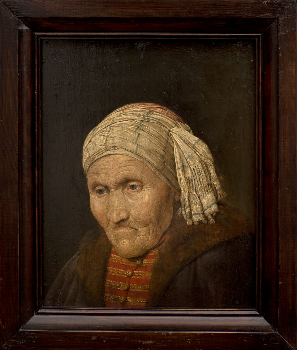 Gummhuvud, Monogrammisten I.S., mellan 1633-1658, olja på pannå, OM.B.000173Head of an old woman, Monogrammist I.S., between 1633-1658, oil on panel