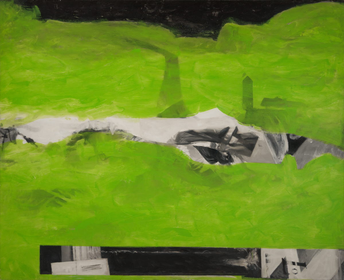 Ola Billgren, Landskap med torn, 1986, olja på duk, OM.B.004022 Copyright: Ola Billgren, Bildupphovsrätt Foto: Jim Löfgren/Östergötlands museum