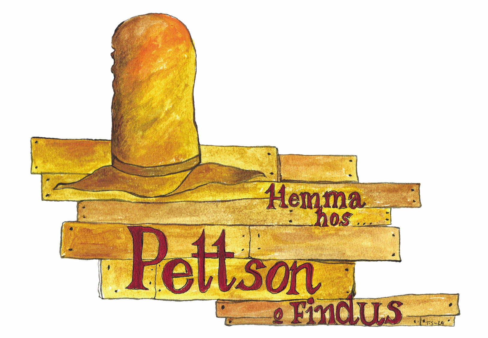 logga för lekutställningen Hemma hos Pettson och Findus.