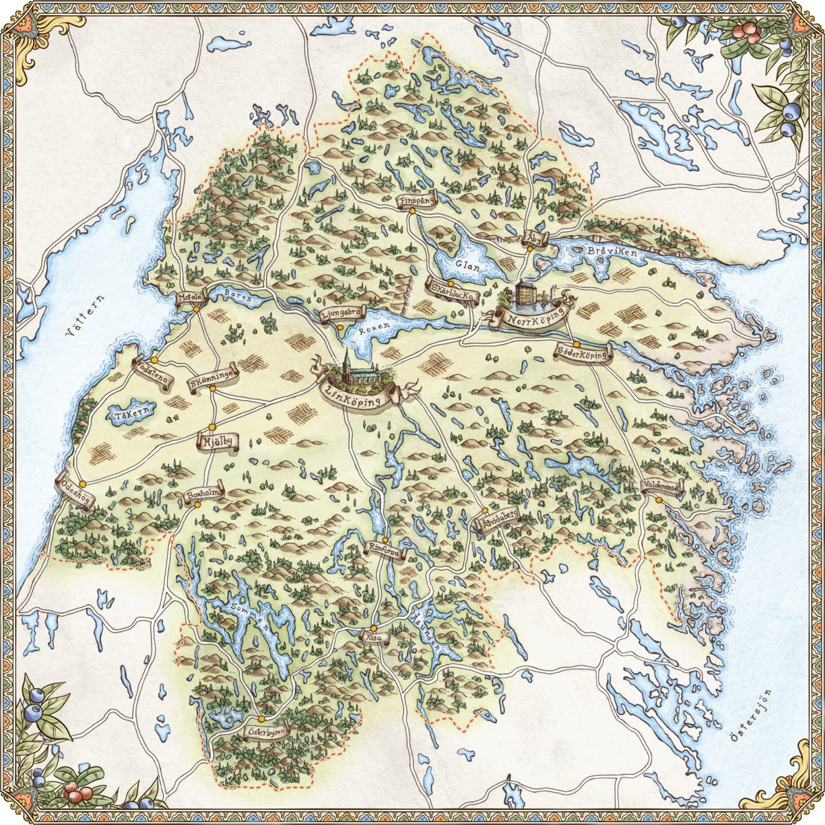 Karta över Östergötland på vikingatiden. Illustration: Filippo Vanzo