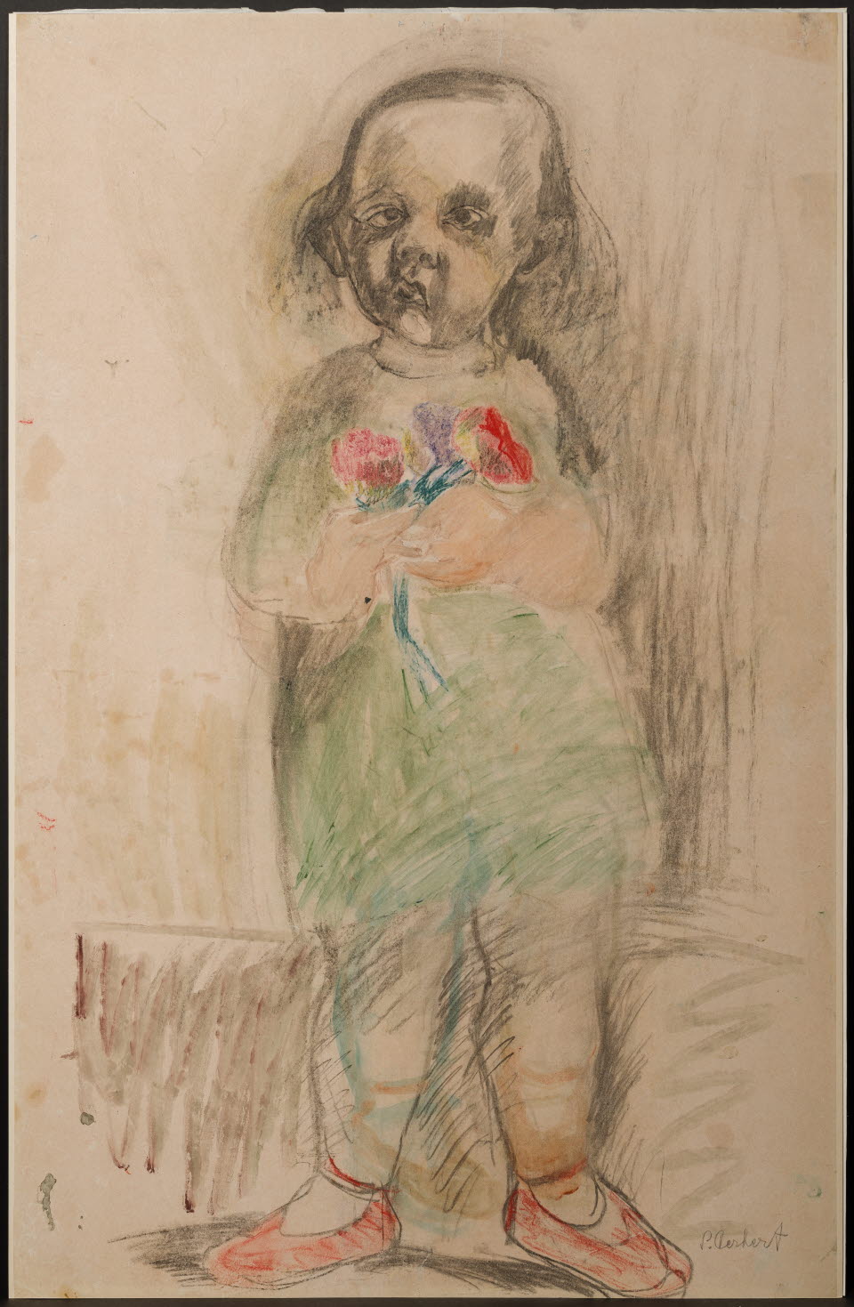 Siri Derkert, Barnporträtt, före 1944, akvarell, krita och blyerts på papper.