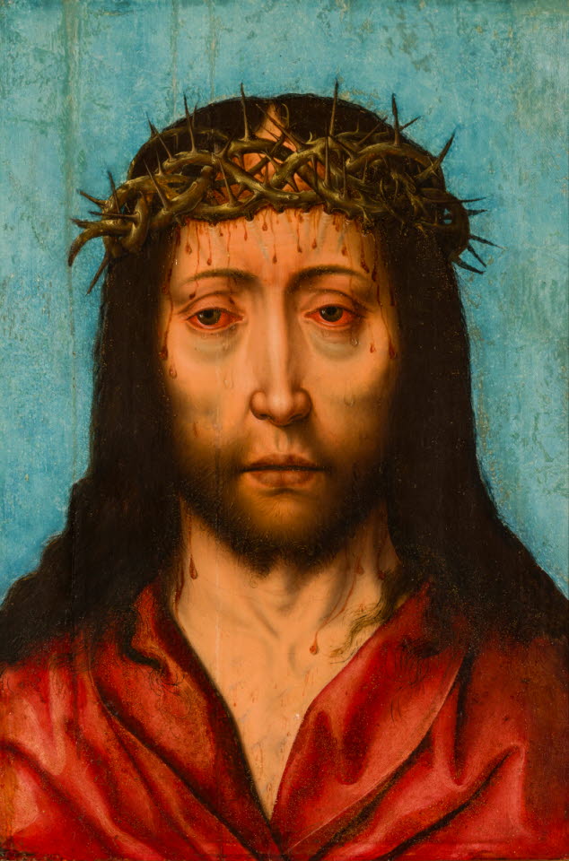 Kristus som smärtoman, ca 1500, Efter Albrecht Bouts, olja på pannå, OM.LM.002455 Christ as man of sorrows, about 1500, After Albrecht Bouts, oil on panel 