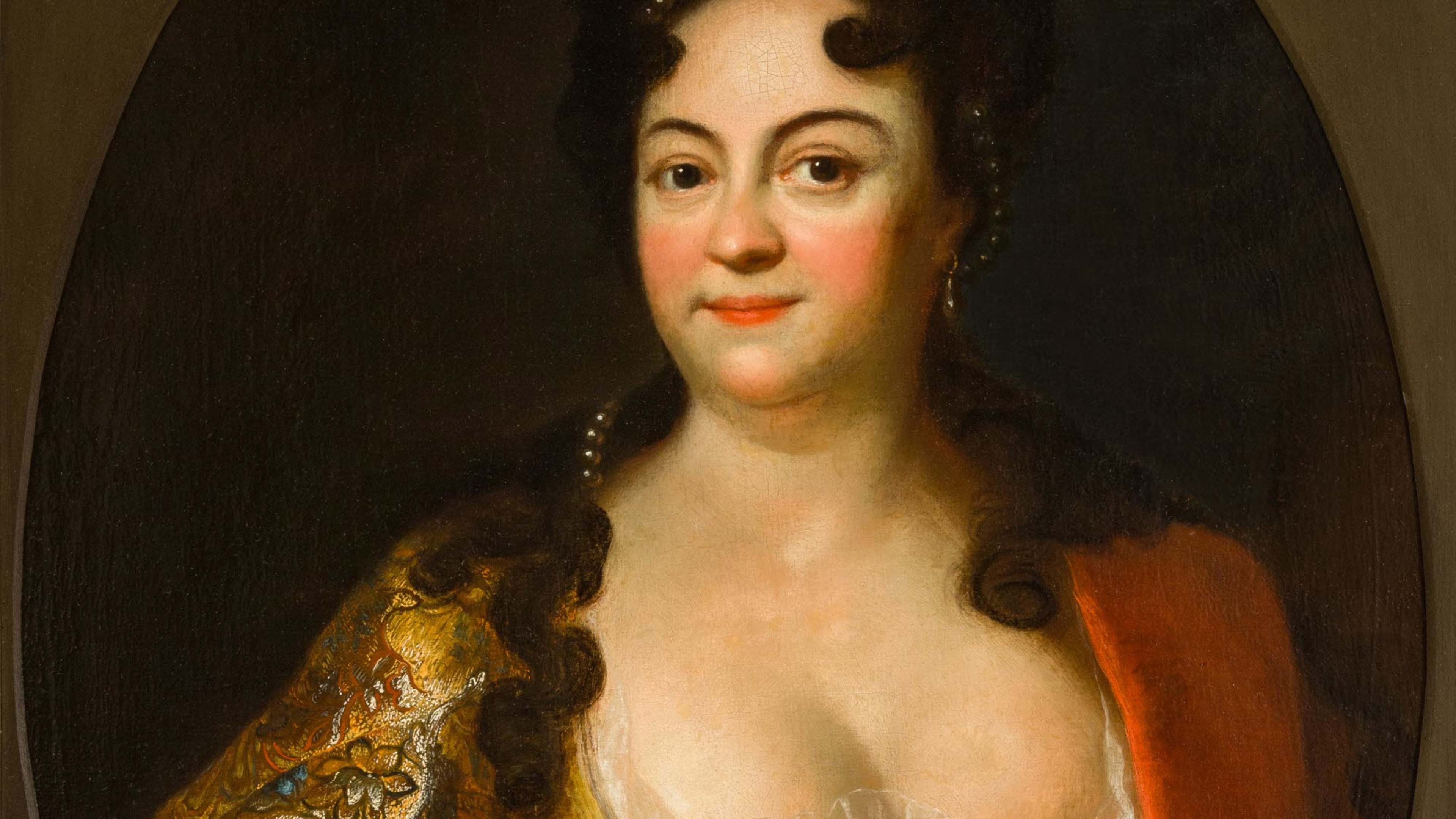 Ett målat porträtt av Aurora von Königsmarck, troligen målat tidigt 1700-tal av systern Amalia.