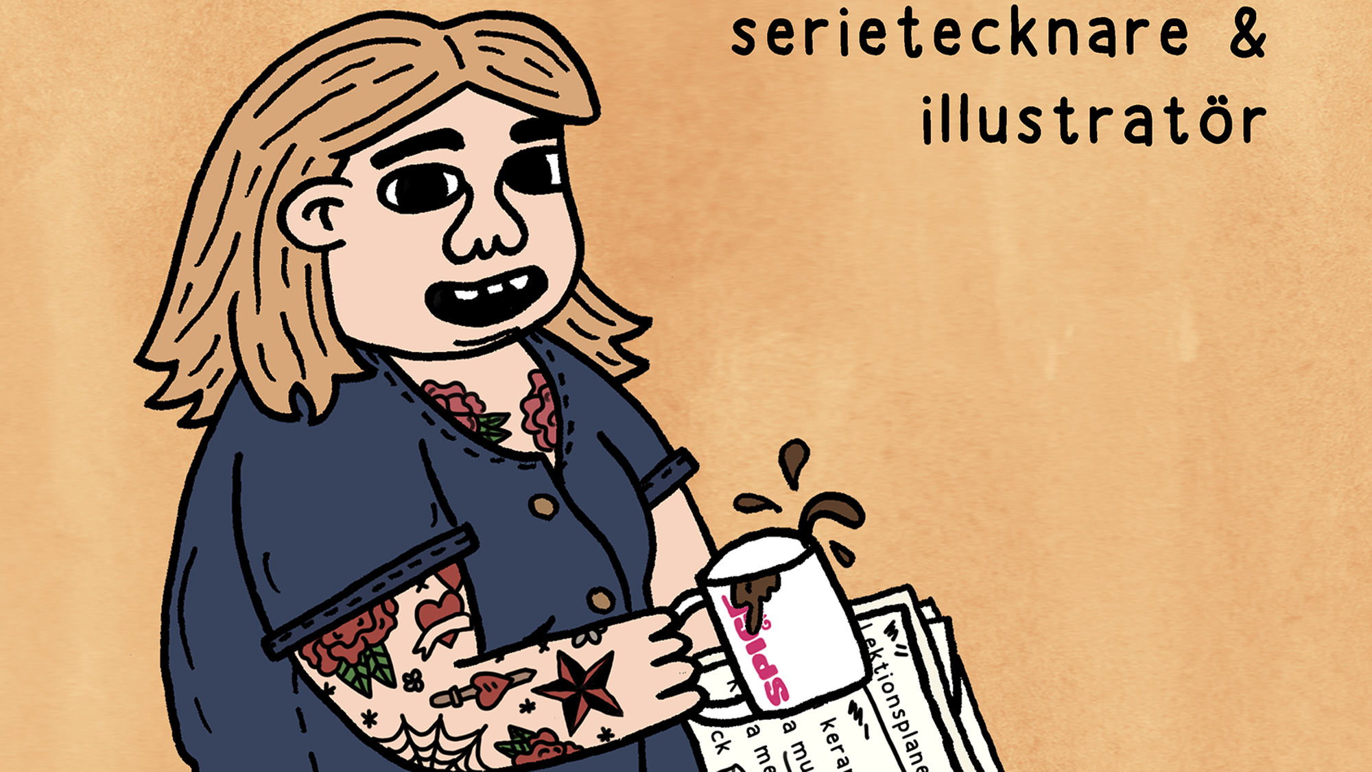 Självporträtt av serietecknaren Malin Granroth.